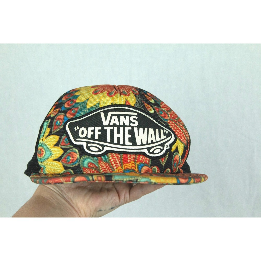 Vans Off The Wall Trucker Hat Floral Paisley Mesh Snapback Cap Black Multi